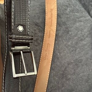 Men's Dark Brown Textured Leather Belt with Silver Buckle
